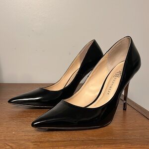 Rock & Republic Gunnar Black Patent Silver High Heeled Shoes Size 9.5